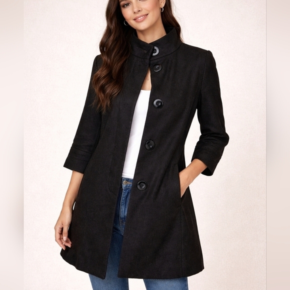 Tulle Jackets & Blazers - Tulle Black Pea Coat 3/4 Sleeve - Size XS